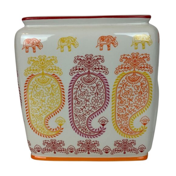 Creative Bath Products Silk Road Ceramic Tissue Box Cover Elephant Paisley - Picture 3 of 9